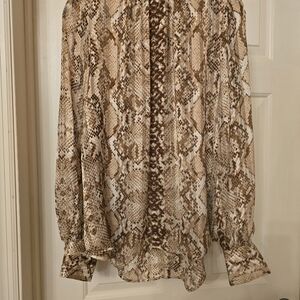 H&M Snake Print Blouse - Brown and Cream Size 6